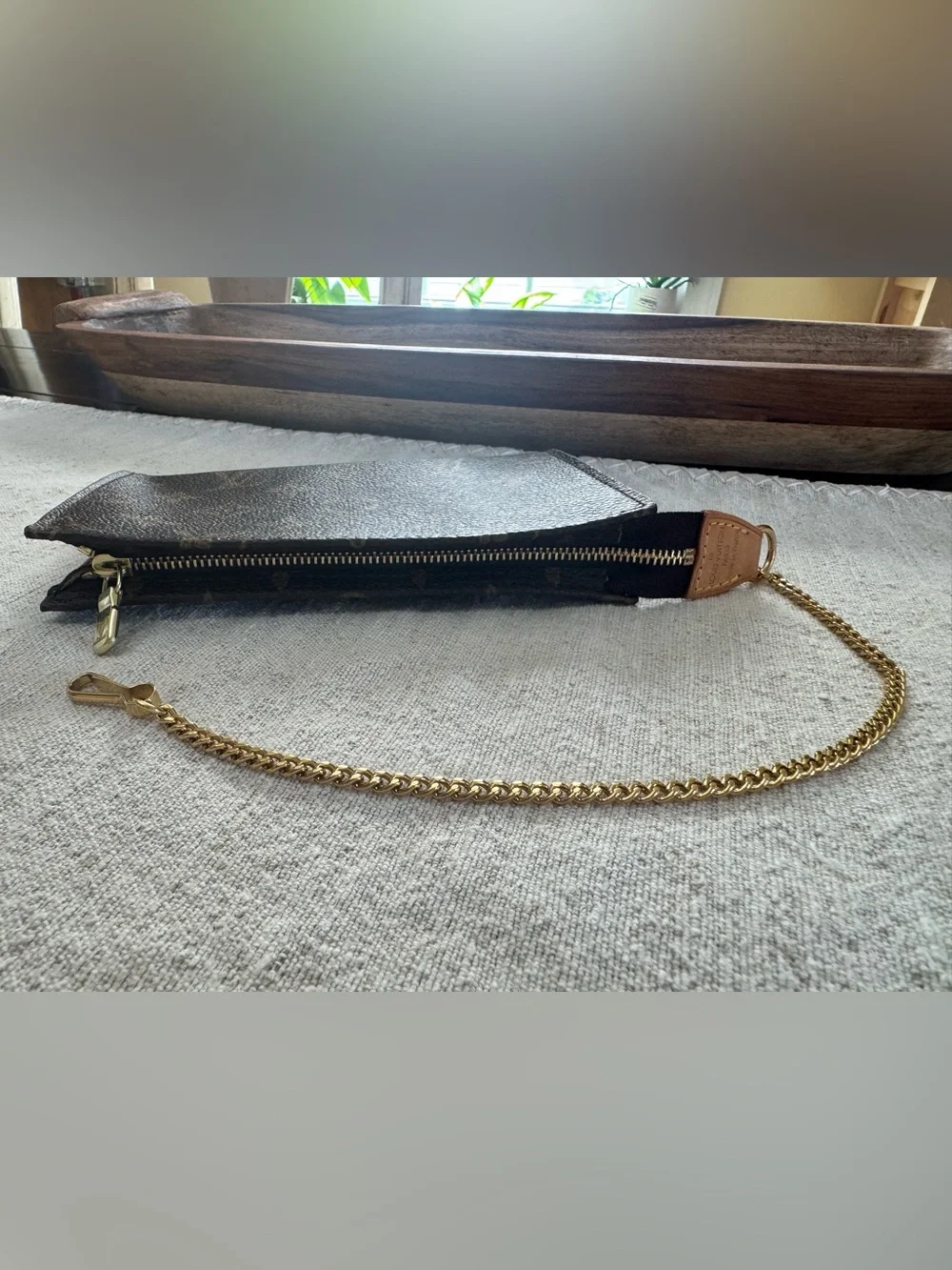 Louis Vuitton Monogram Accessory Pouch (With Original Gold Chain)